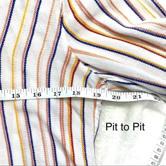 Dizzire 3/4 Sleeve Soft Multicolored Stripe Flowy V-Neck Blouse Size Small - Picture 13 of 14